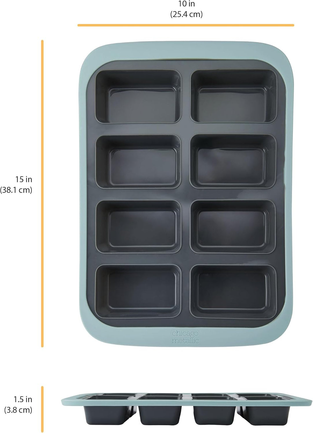 Chicago Metallic 8-Cup Silicone Loaf Pan, 9x5 -Inch Nonstick Bakeware