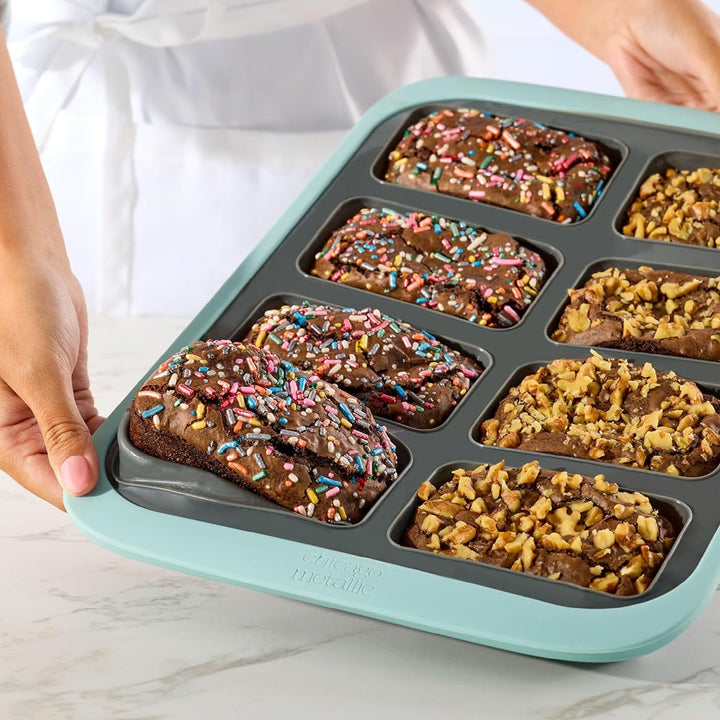 Chicago Metallic 8-Cup Silicone Loaf Pan, 9x5 -Inch Nonstick Bakeware